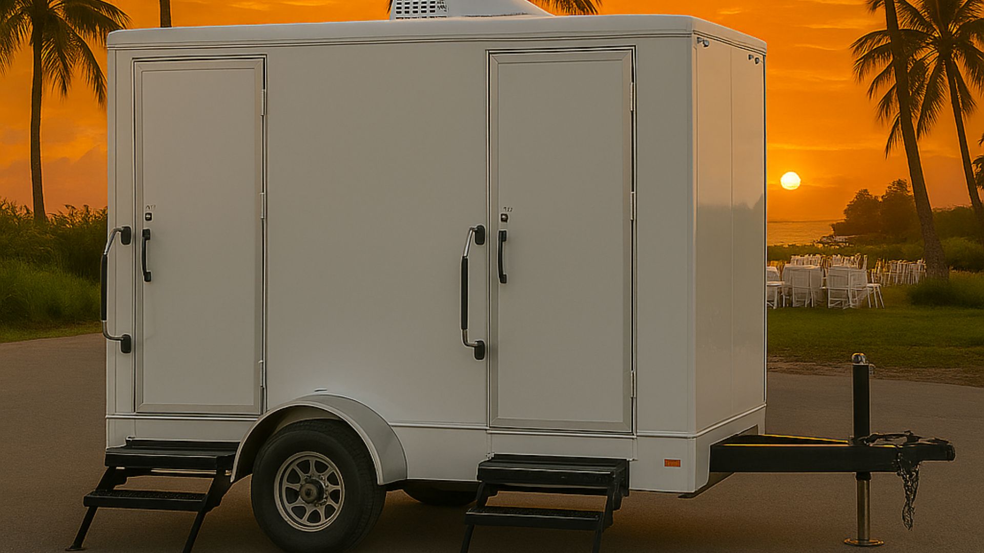 luxury restroom trailer at a wedding in port charlotte, florida